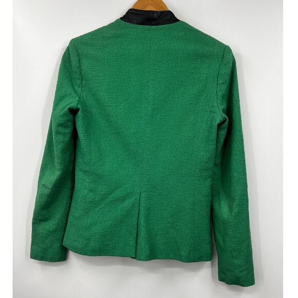 Sea New York Green Black Perforated Leather Zip Up Blazer Jacket‎ Size 4 - Picture 6 of 9